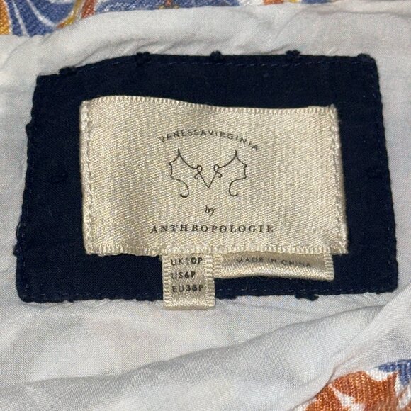 Vanessa Virginia Anthropology Embroidered Linen Owen Floral Shift Dress 6P - Picture 7 of 10